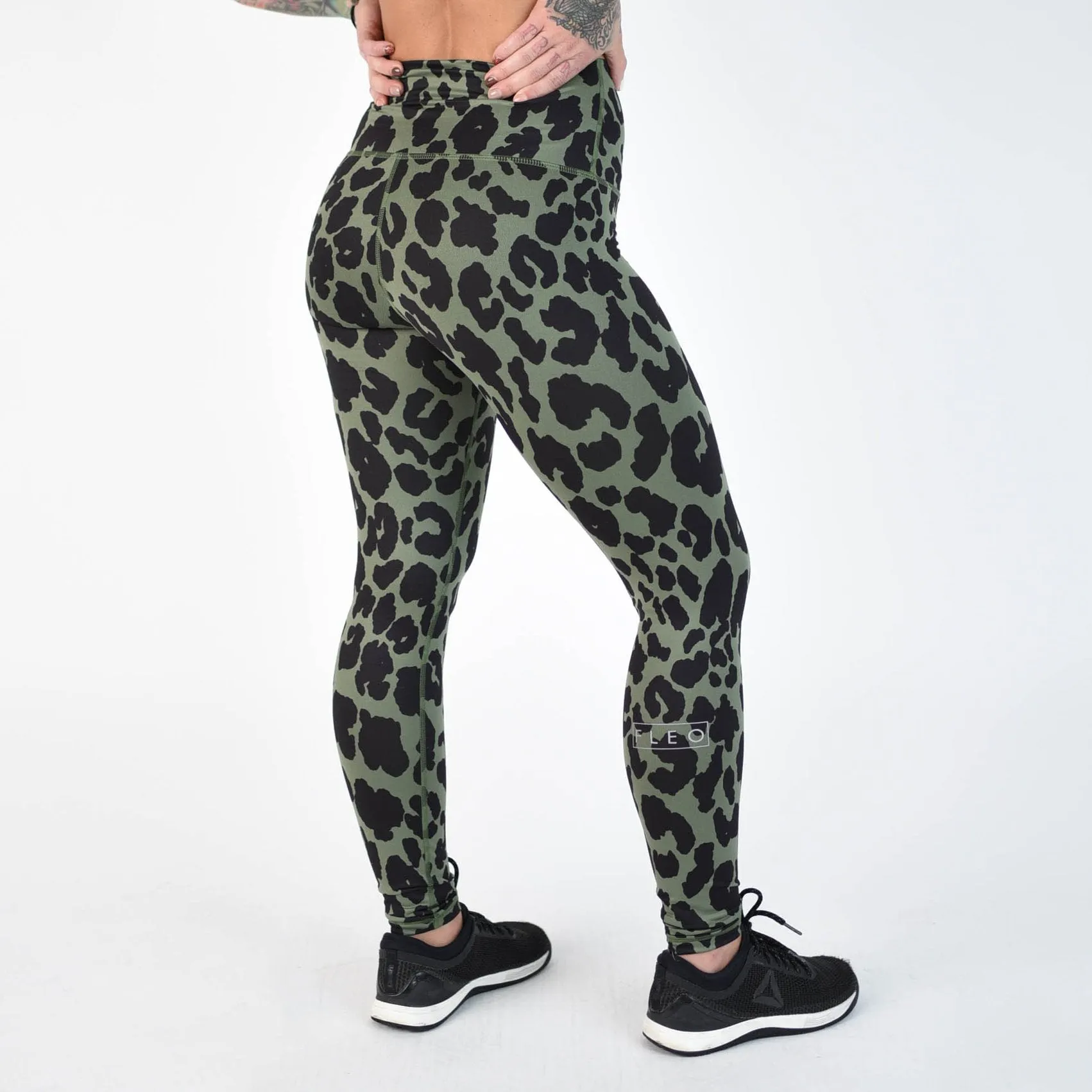 FLEO El Toro 25" Bronze Green Leopard Leggings (Bounce)