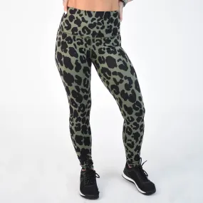 FLEO El Toro 25" Bronze Green Leopard Leggings (Bounce)