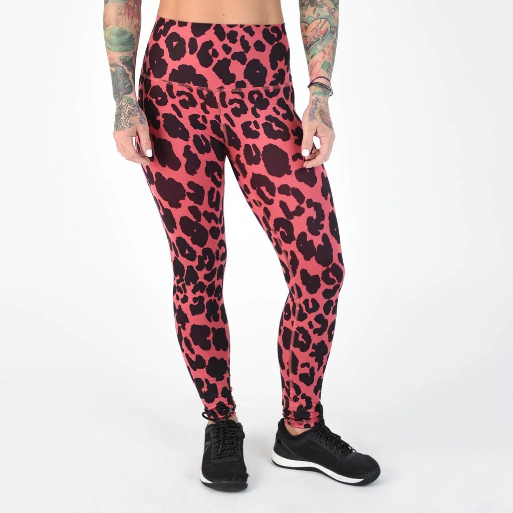 FLEO El Toro 25" Garnet Rose Leopard Leggings (Bounce)