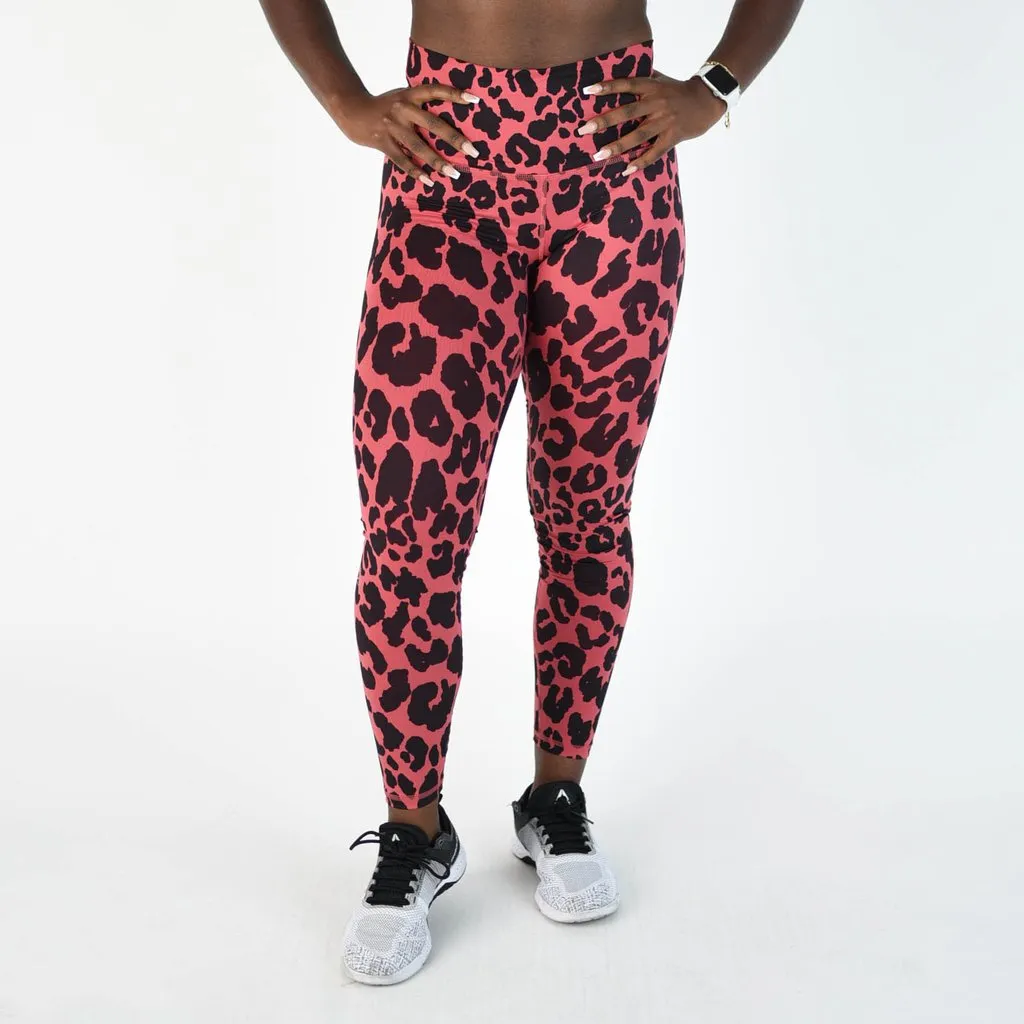 FLEO El Toro 25" Garnet Rose Leopard Leggings (Bounce)