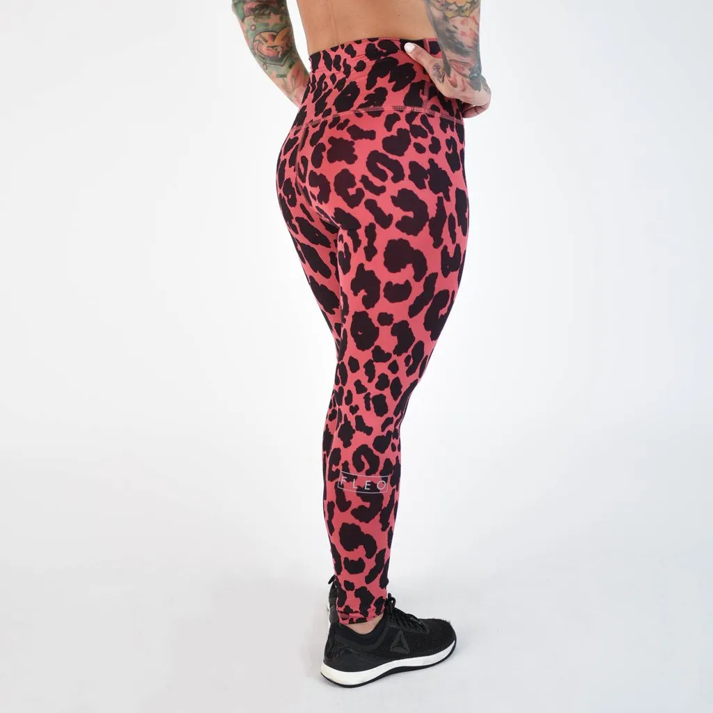 FLEO El Toro 25" Garnet Rose Leopard Leggings (Bounce)