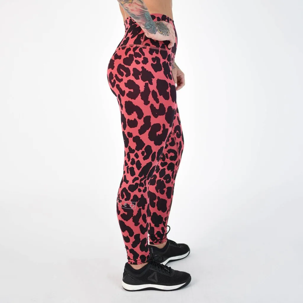 FLEO El Toro 25" Garnet Rose Leopard Leggings (Bounce)