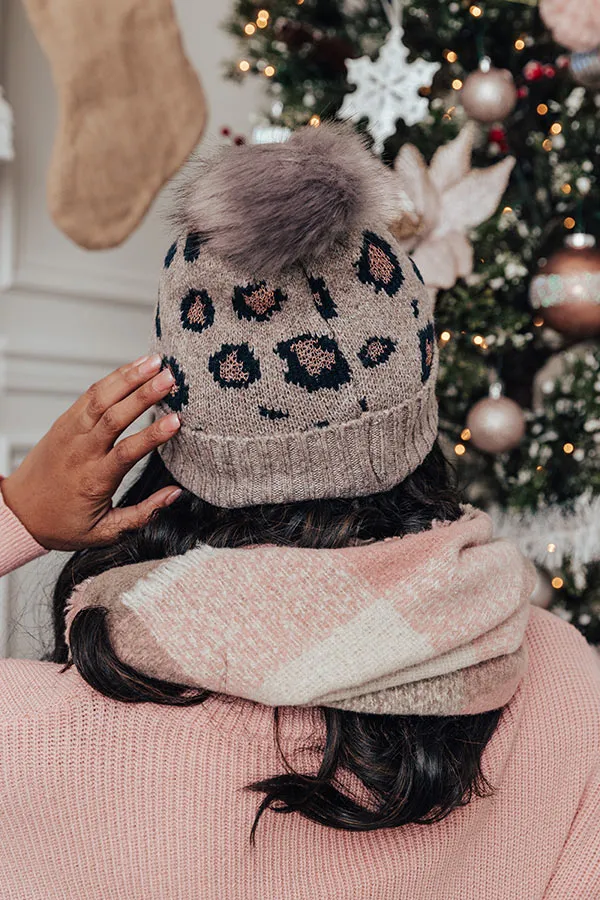 Flurries In France Faux Fur Pom Beanie in Taupe