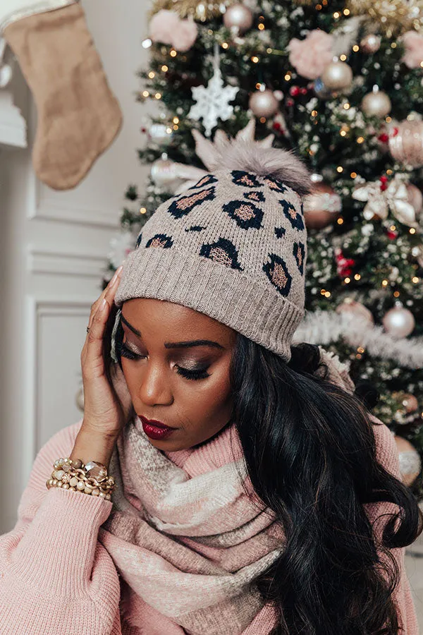 Flurries In France Faux Fur Pom Beanie in Taupe