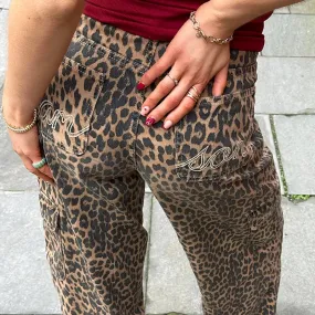 Girlary Women Jeans Baggy Vintage High Waist Leopard Print Pants Harajuku Denim Trousers 90s Y2k Emo 2000s Trashy Grunge Clothes 2024