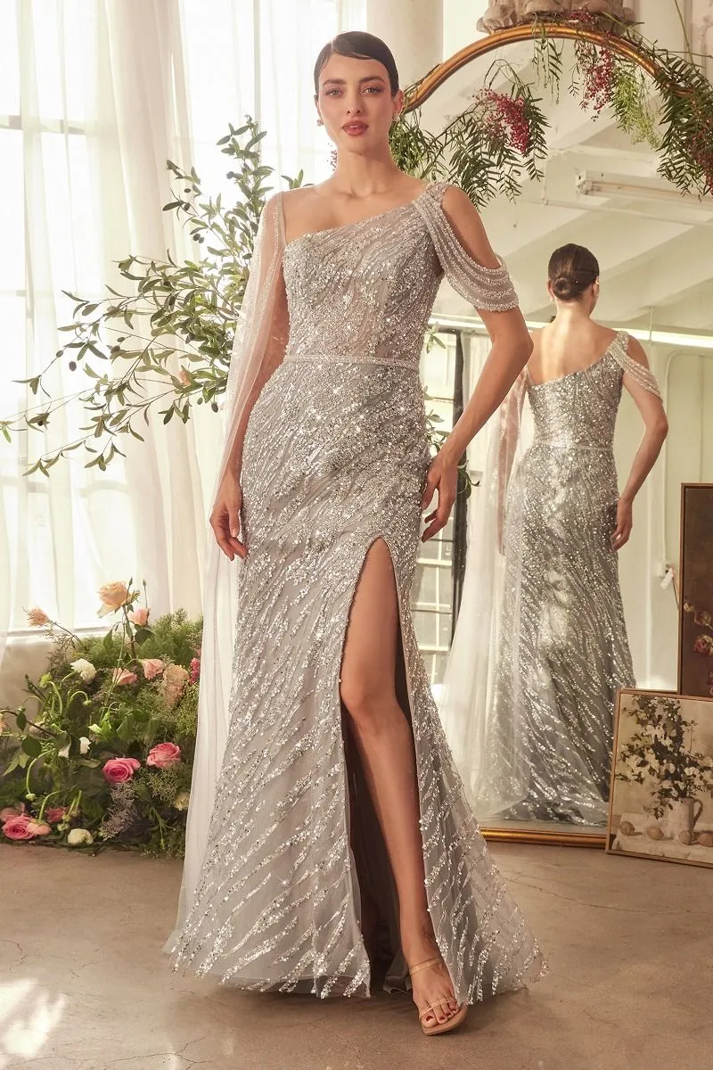 GLIMMERING BEADED SHEATH GOWN  CDA1370