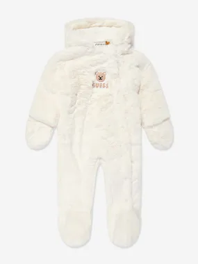 Guess Baby Faux Fur Snowsuit in Ivory