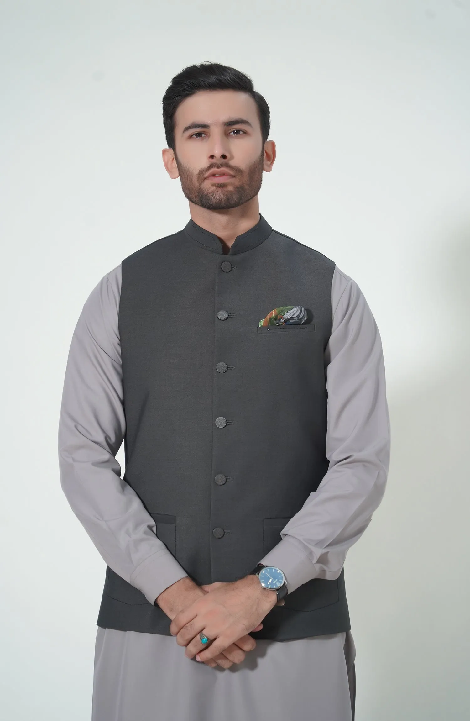 Jacquard Waistcoat - Charcoal