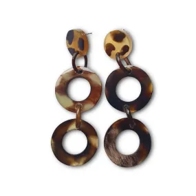 Jasmino Bohemian Minimalist Spotted Leopard Drop Earrings Made By Natural Buffalo Horn