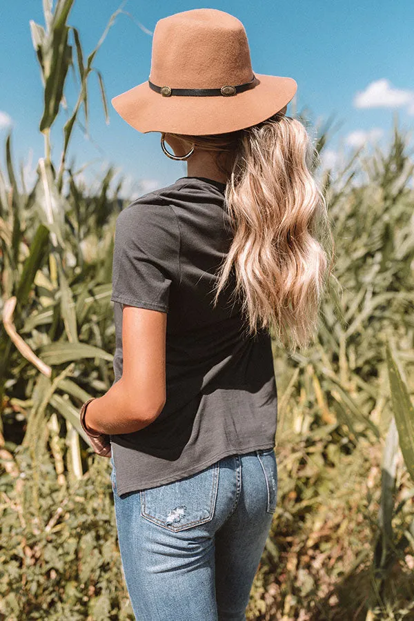 Johnny Cash Distressed Boyfriend Tee In Black