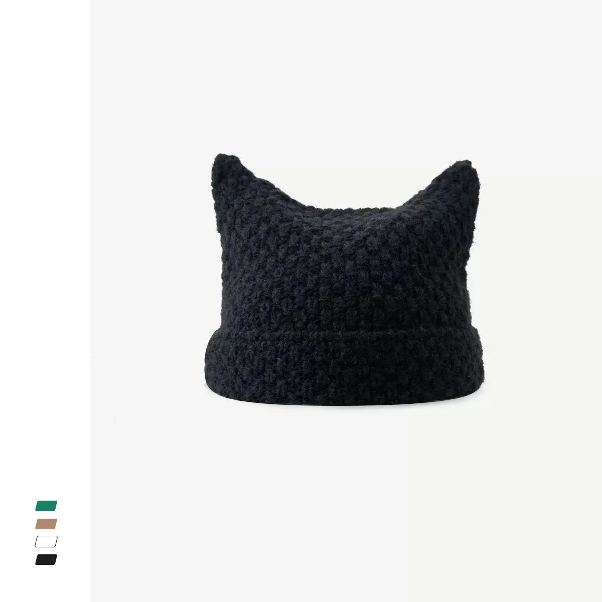 Joskaa grunge outfits Fur Ball Style Ins Little Devil Striped Knitted Wool Hat Punk Style Cat Ears Cute Pointed Hat Curling Cold Hat