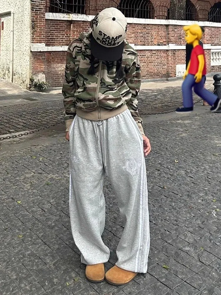 Joskaa Vintage Street Hoodie Sweatshirt Coat Women Simple All-match Camouflage Tops Mujer Y2k Grunge Long Sleeve Zipper Jackets