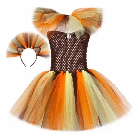 Jungle Safari  Tutu Dress Costumes for Girls Halloween Reindeer Tiger Lion Leopard