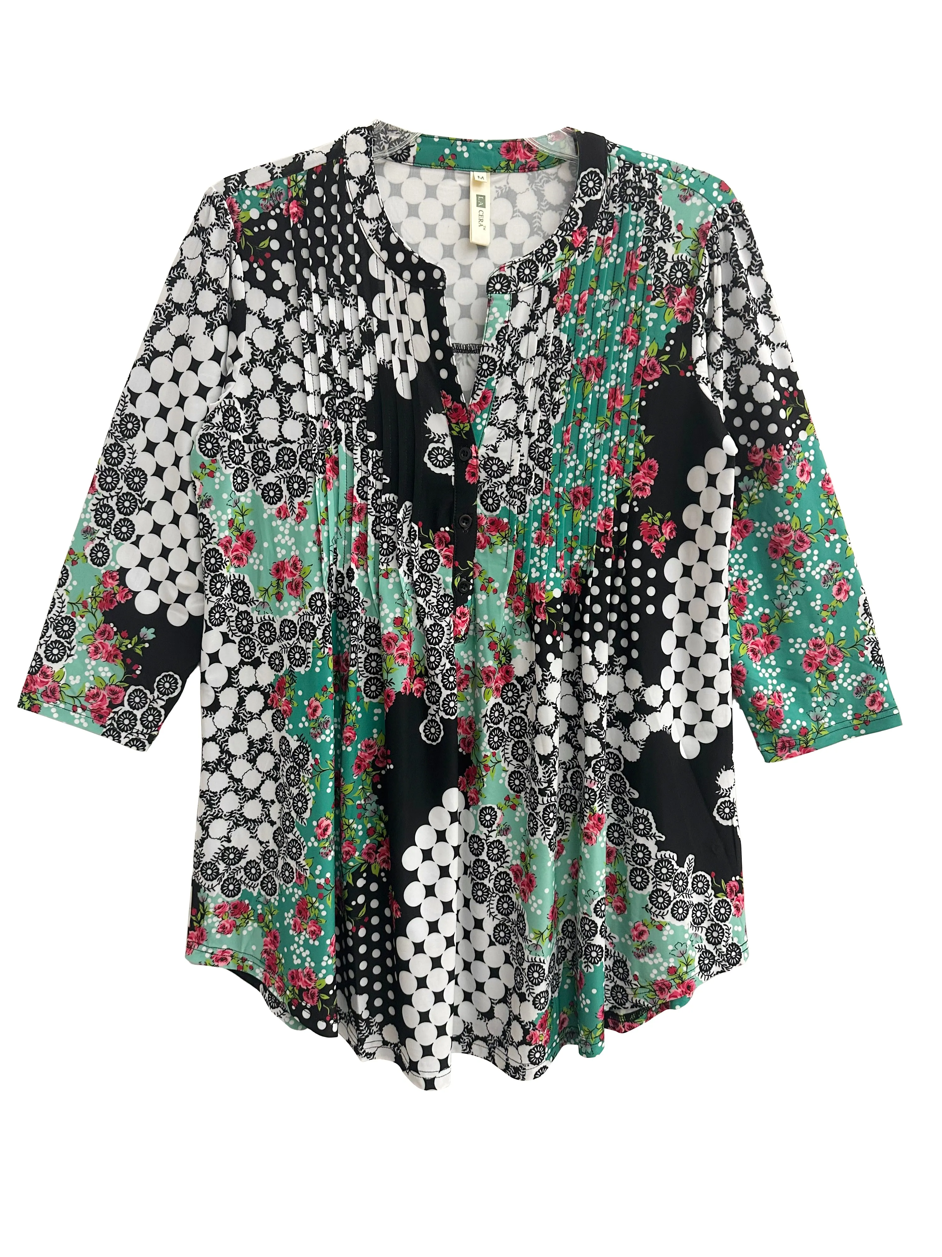 La Cera Pleat Front Tunic