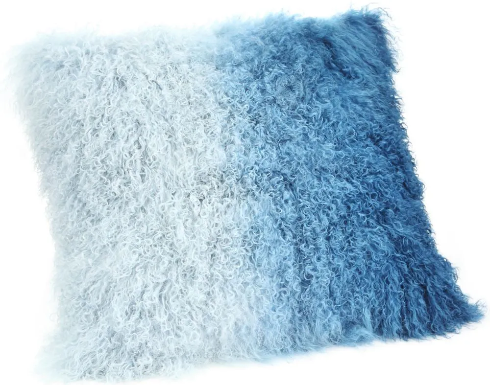 Lamb Fur Pillow Blue Spectrum