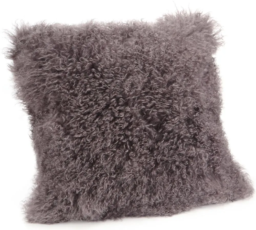 Lamb Fur Pillow Large Grey
