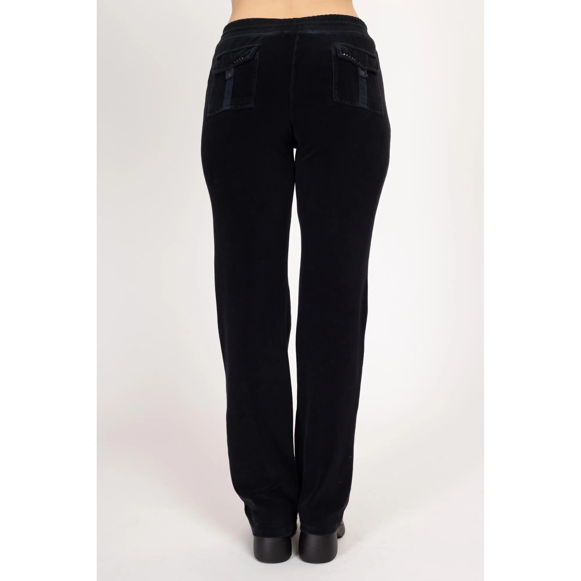 Large Y2K BGBG Maxazria Black Velour Butterfly Track Suit