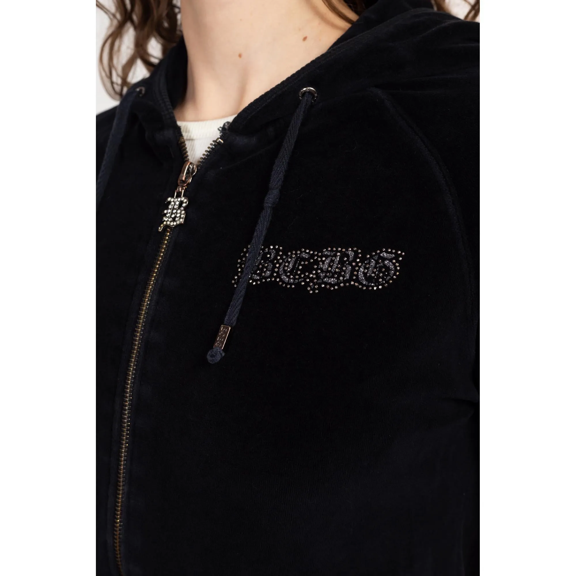 Large Y2K BGBG Maxazria Black Velour Butterfly Track Suit