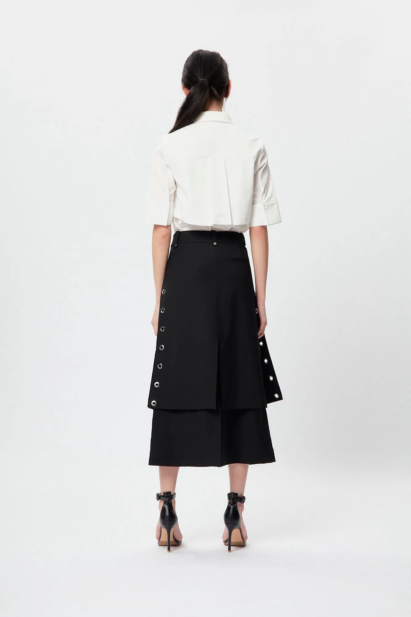 Layer Eyelet Skirt Black