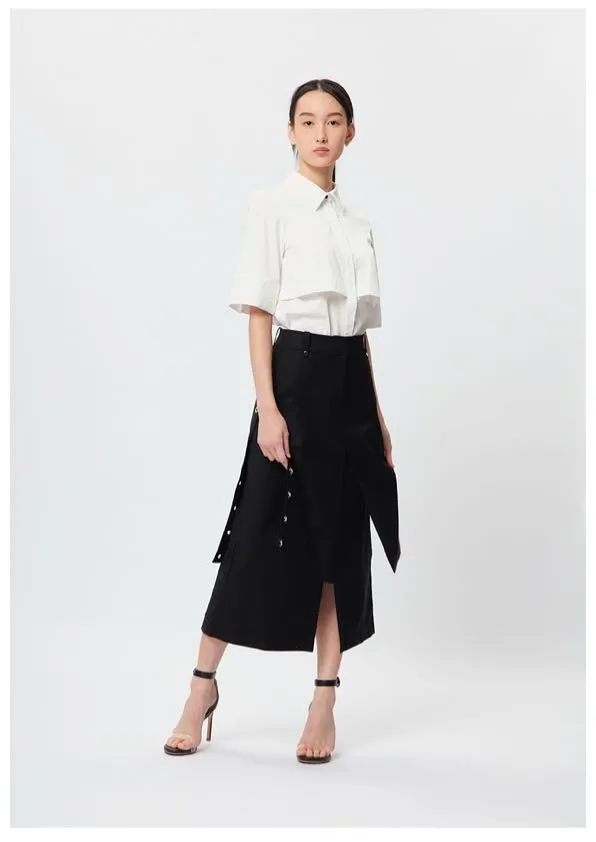 Layer Eyelet Skirt Black