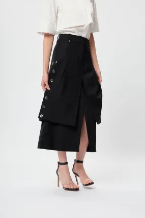 Layer Eyelet Skirt Black
