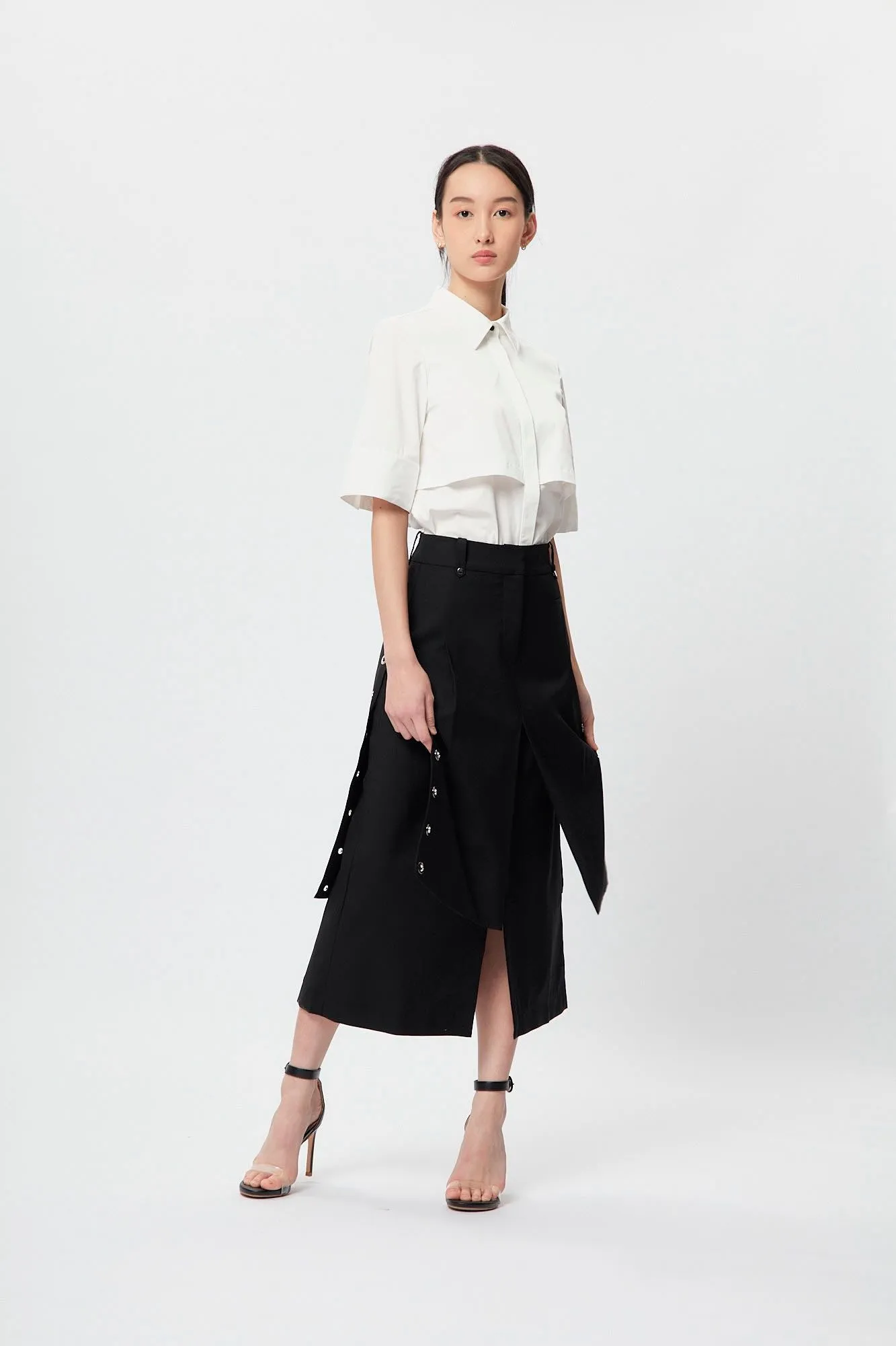 Layer Eyelet Skirt Black