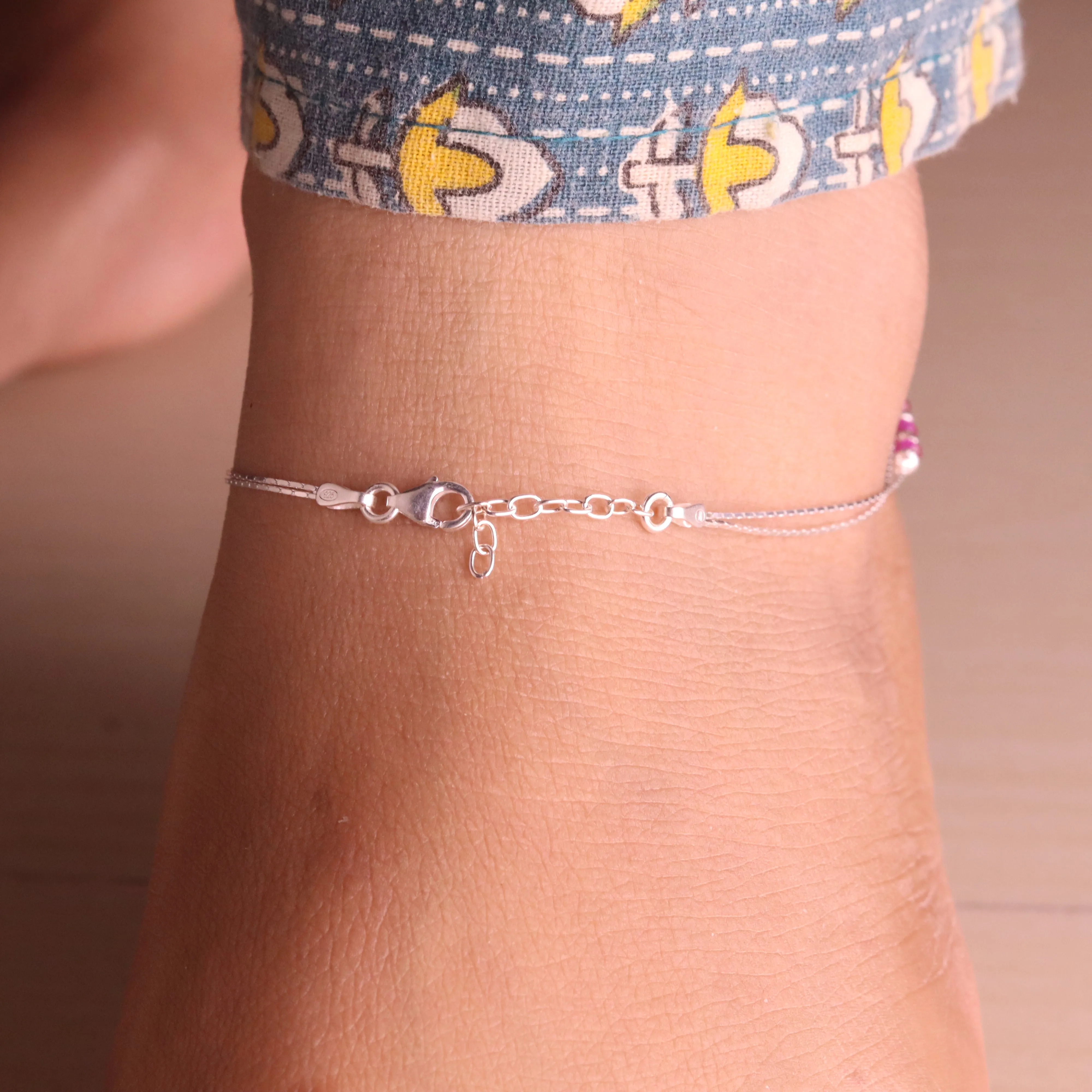 Layered Bead Silver Payal for Women