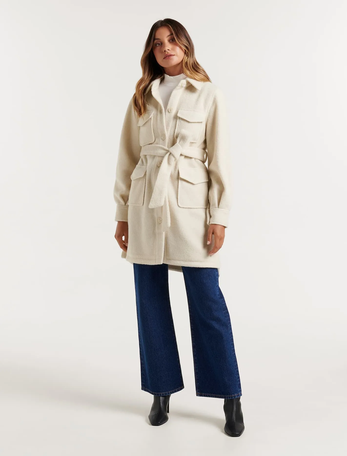 Leah Longline Belted Shacket Jacket