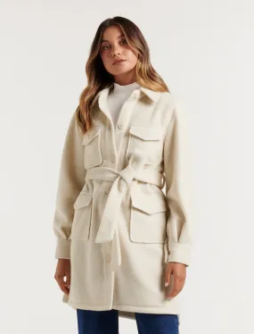 Leah Longline Belted Shacket Jacket