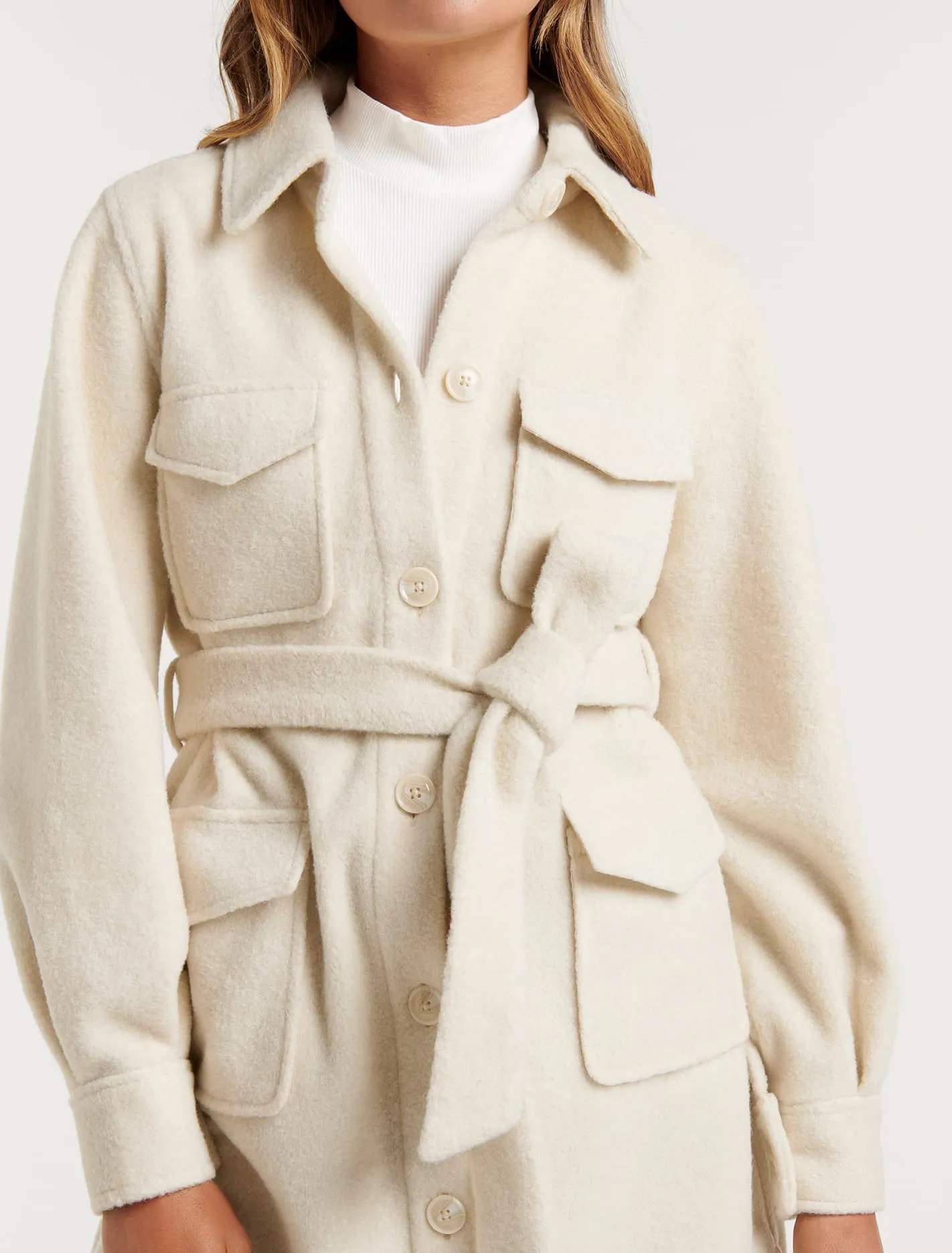 Leah Longline Belted Shacket Jacket
