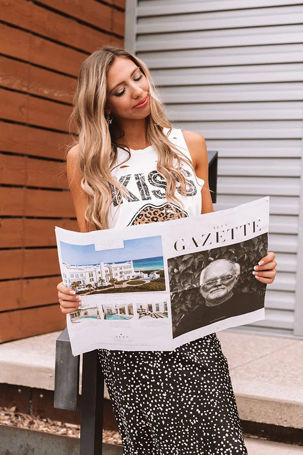 Leopard Kiss Distressed Boyfriend Tank In White