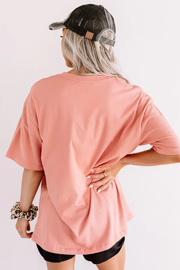Leopard Kiss Distressed Tee In Dark Peach