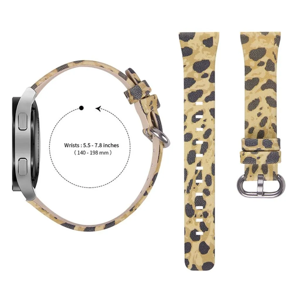 Leopard pattern genuine leather watch strap for Samsung Galaxy Watch - Army Green Leopard