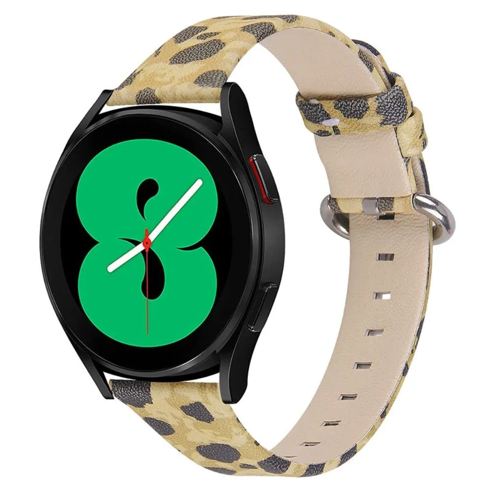 Leopard pattern genuine leather watch strap for Samsung Galaxy Watch - Army Green Leopard