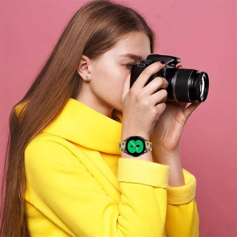 Leopard pattern genuine leather watch strap for Samsung Galaxy Watch - Army Green Leopard