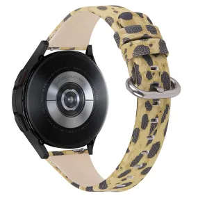 Leopard pattern genuine leather watch strap for Samsung Galaxy Watch - Army Green Leopard