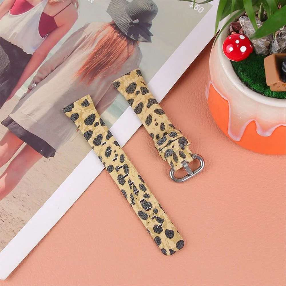Leopard pattern genuine leather watch strap for Samsung Galaxy Watch - Army Green Leopard