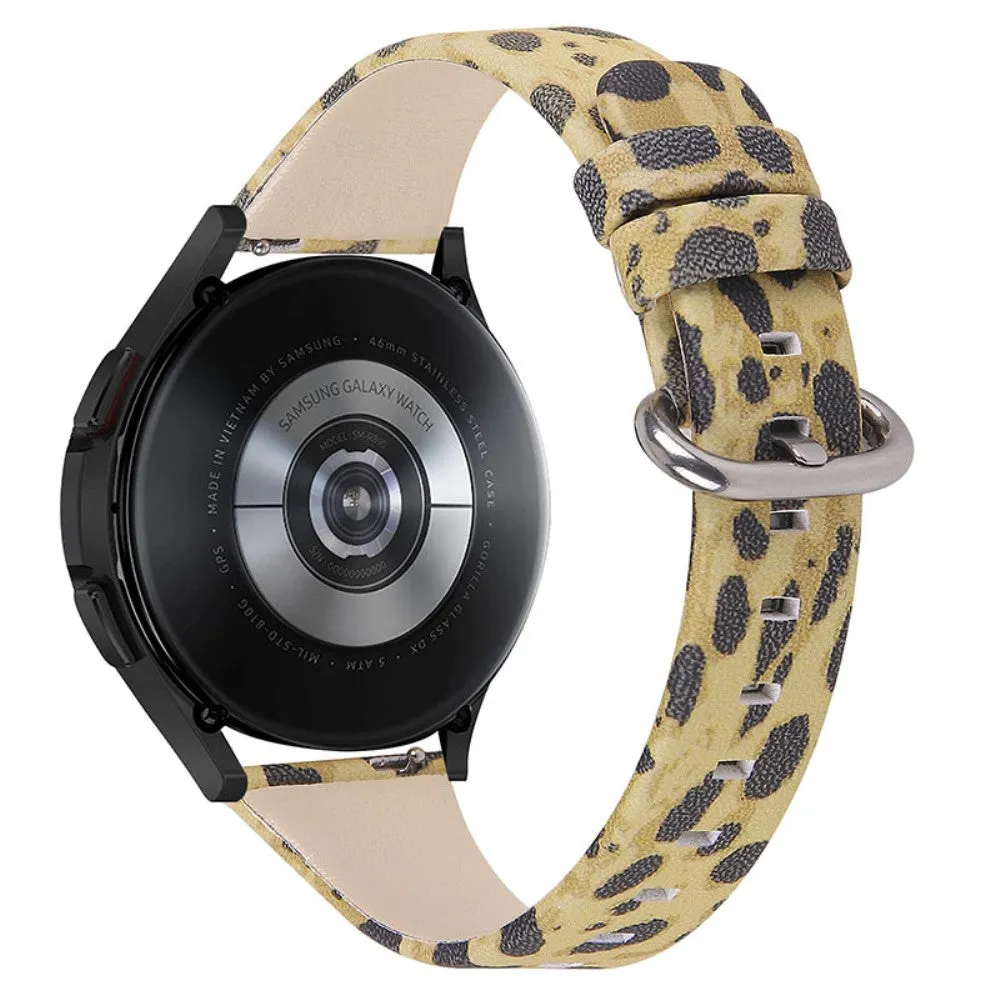 Leopard pattern genuine leather watch strap for Samsung Galaxy Watch - Army Green Leopard