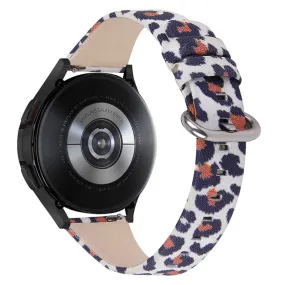 Leopard pattern genuine leather watch strap for Samsung Galaxy Watch - White / Brown Leopard