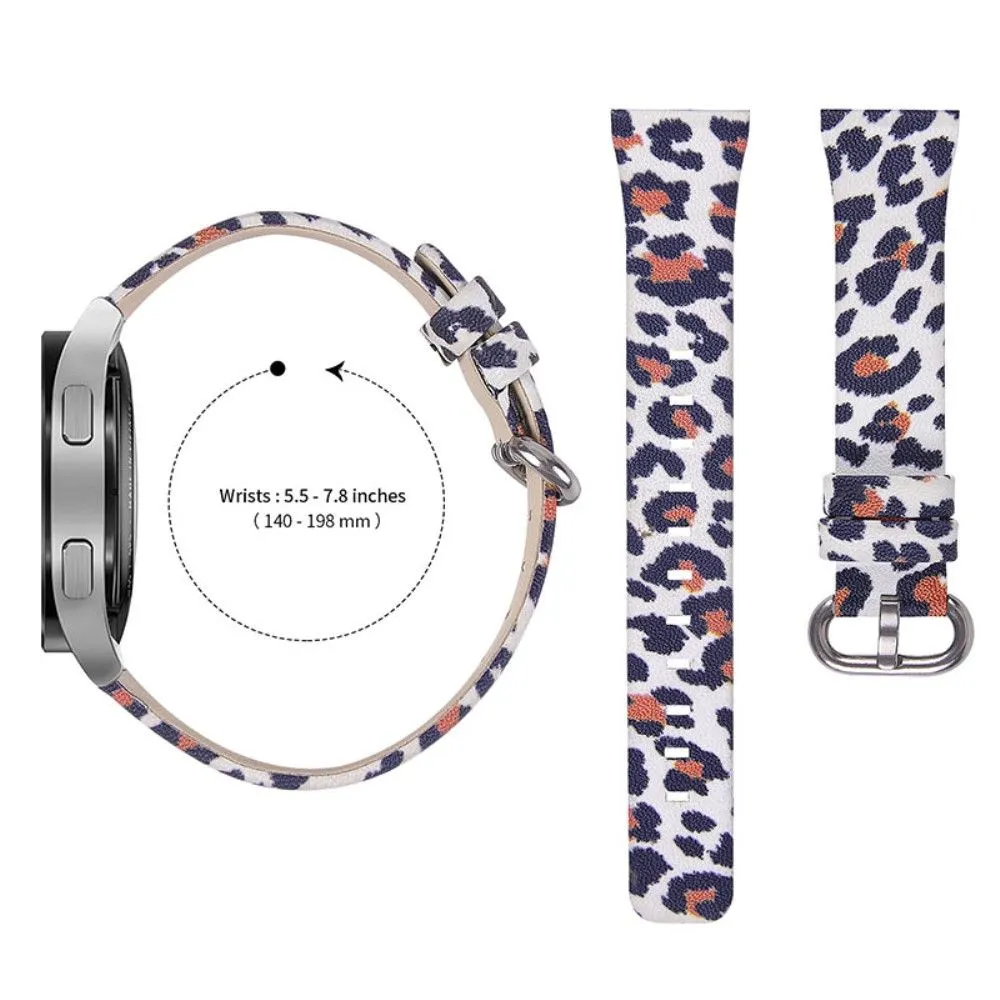 Leopard pattern genuine leather watch strap for Samsung Galaxy Watch - White / Brown Leopard
