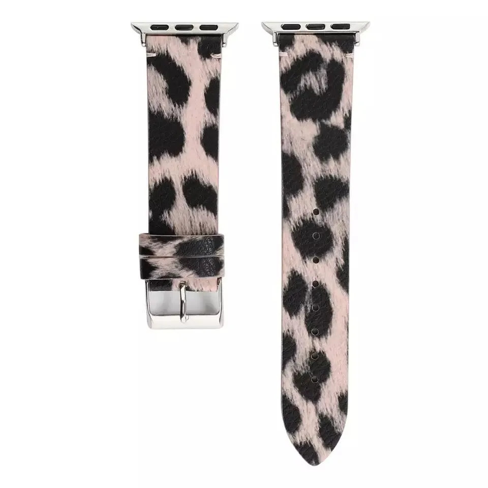 Leopard Print Leather Bands For Apple Watch Multiple Colors Available