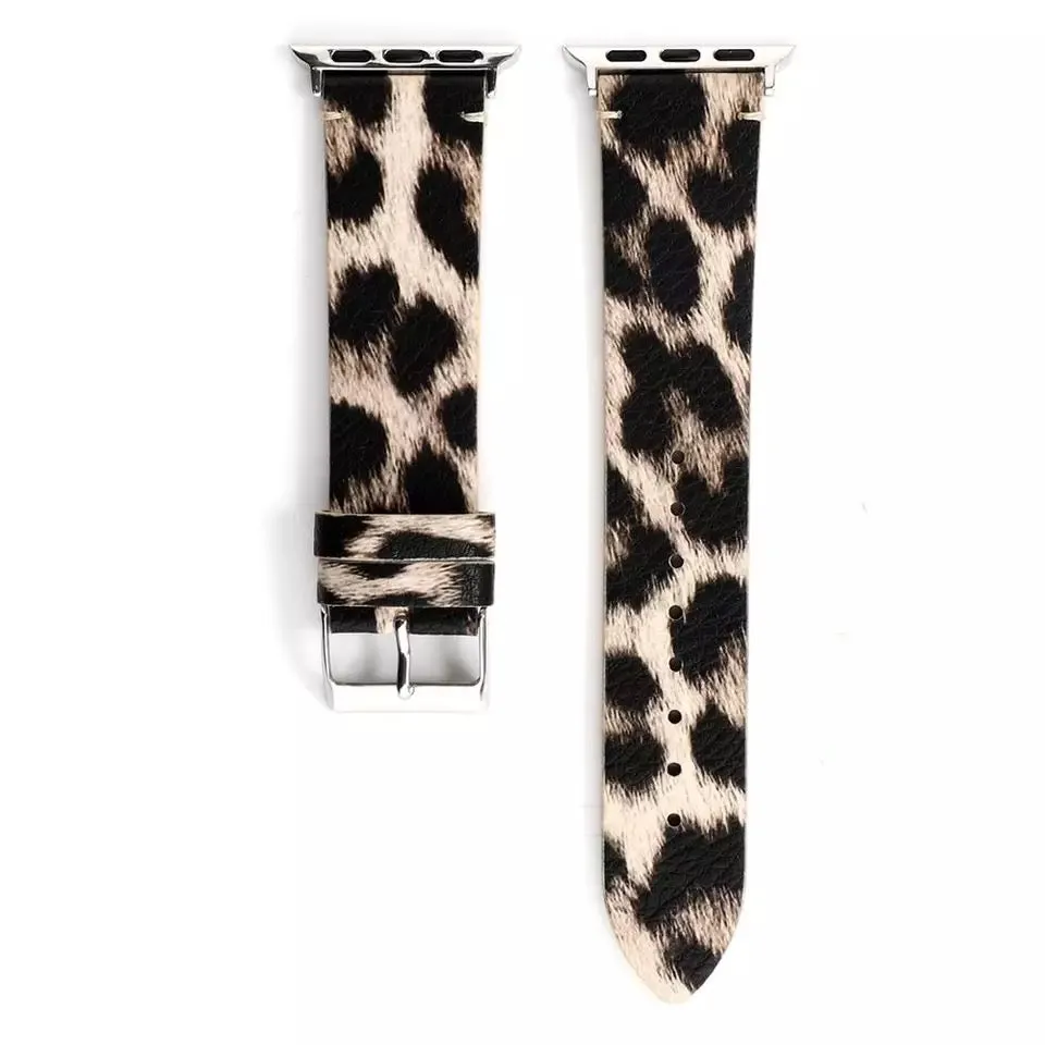 Leopard Print Leather Bands For Apple Watch Multiple Colors Available