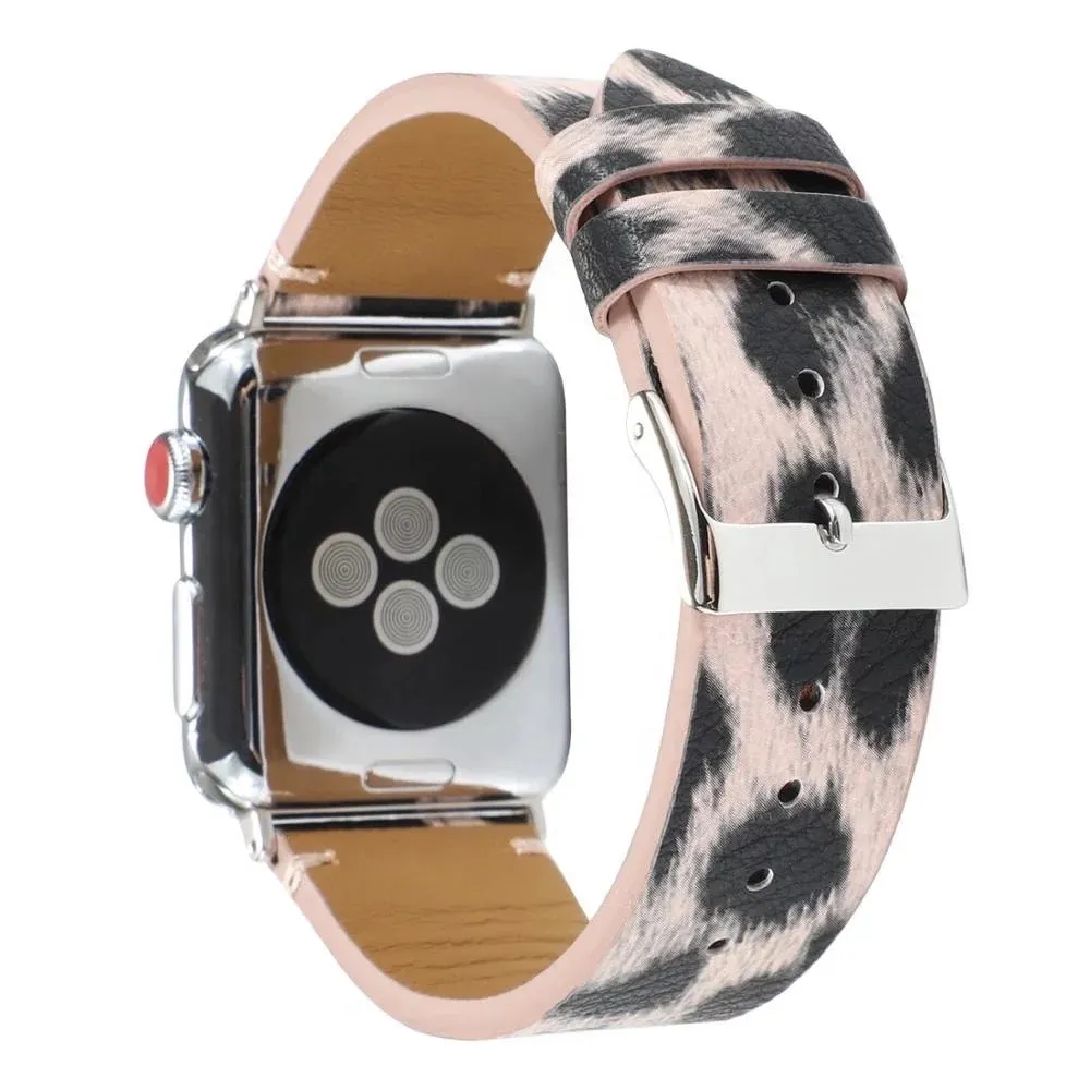 Leopard Print Leather Bands For Apple Watch Multiple Colors Available