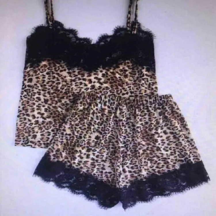 Leopard Print Satin Nightwear