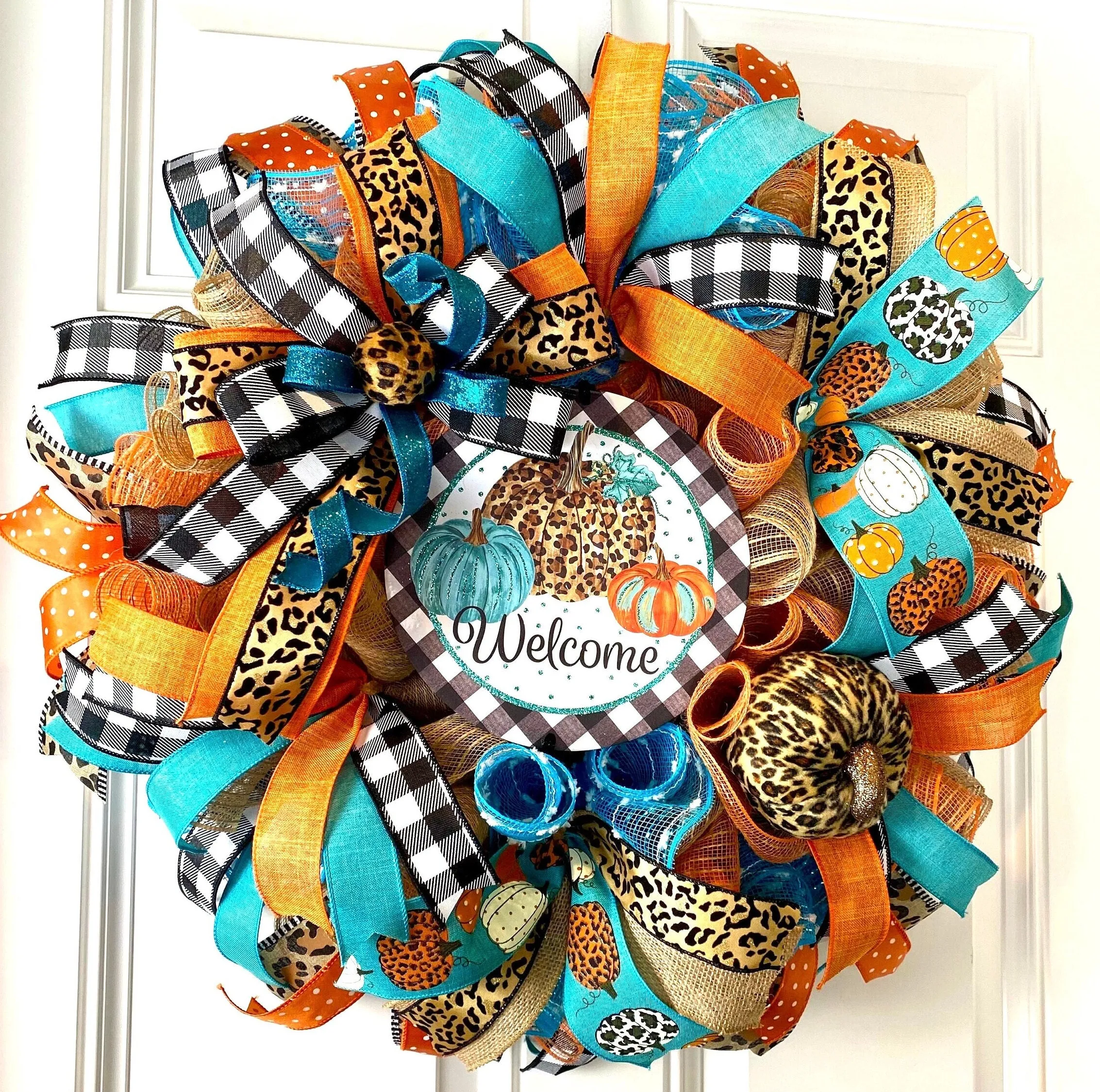 Leopard Pumpkin Fall Wreath