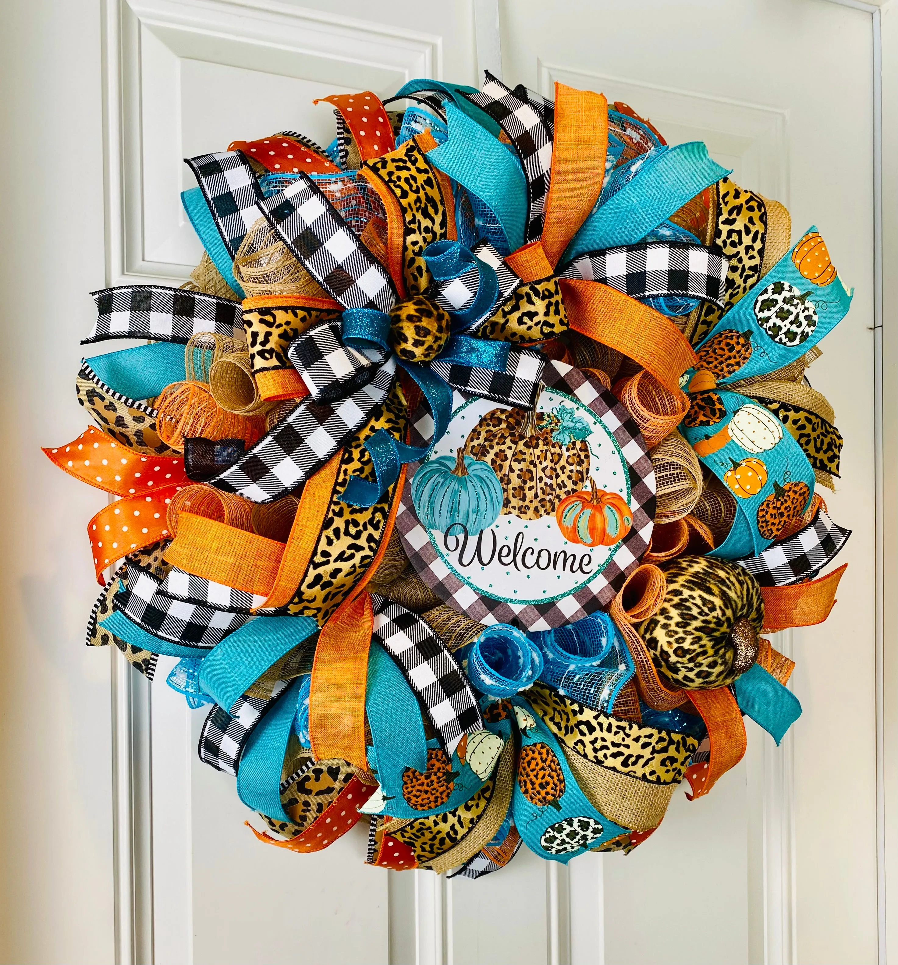 Leopard Pumpkin Fall Wreath