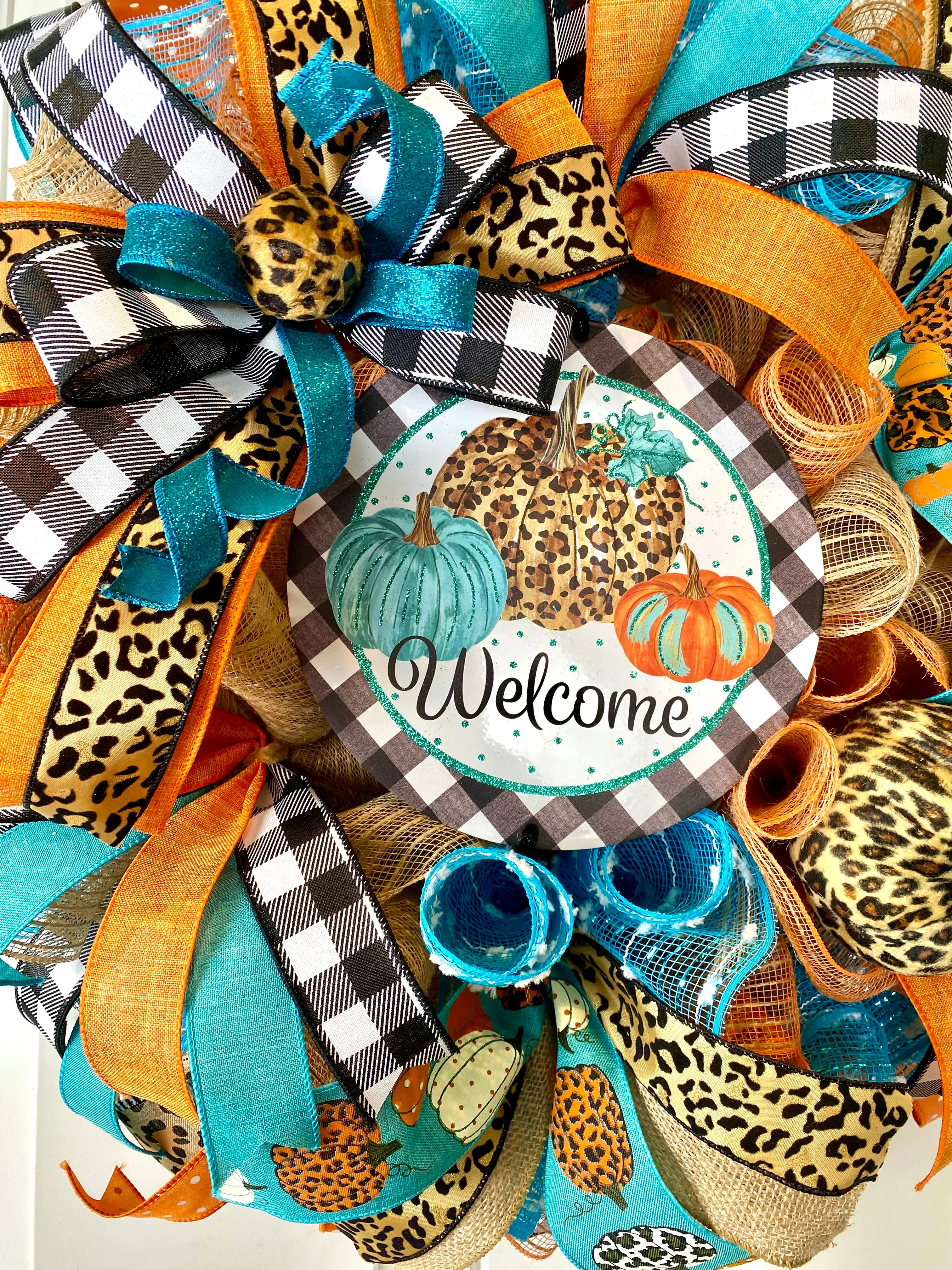Leopard Pumpkin Fall Wreath