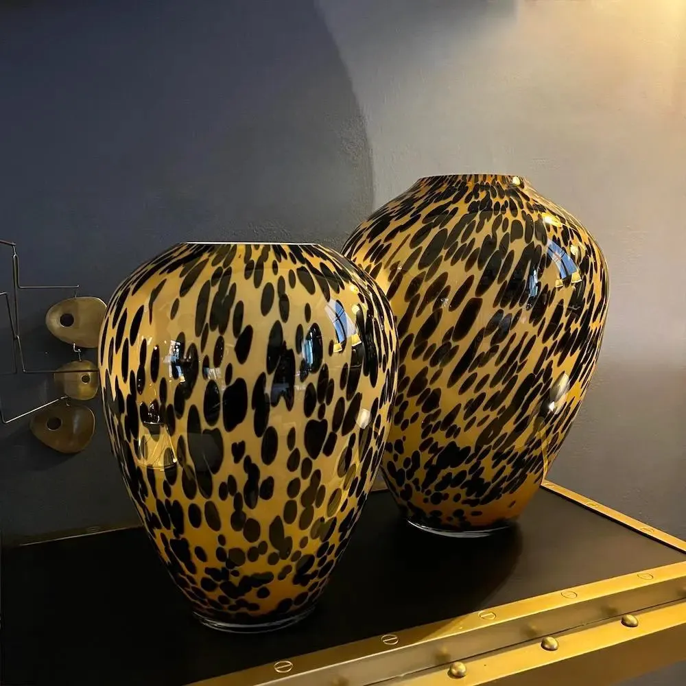 Leopard Vase Large - Handcrafted thick glass vase