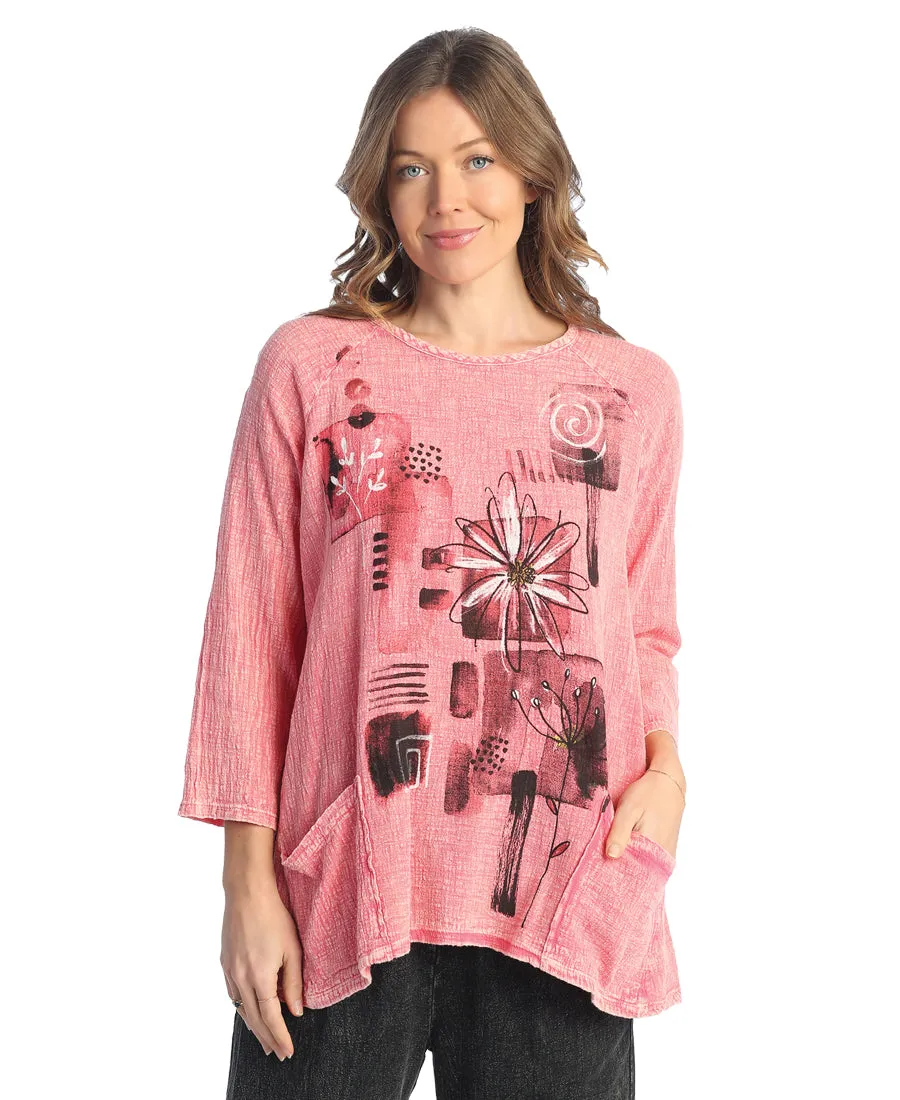 Lily Mineral Washed Cotton Gauze Tunic Top With Patch Pockets