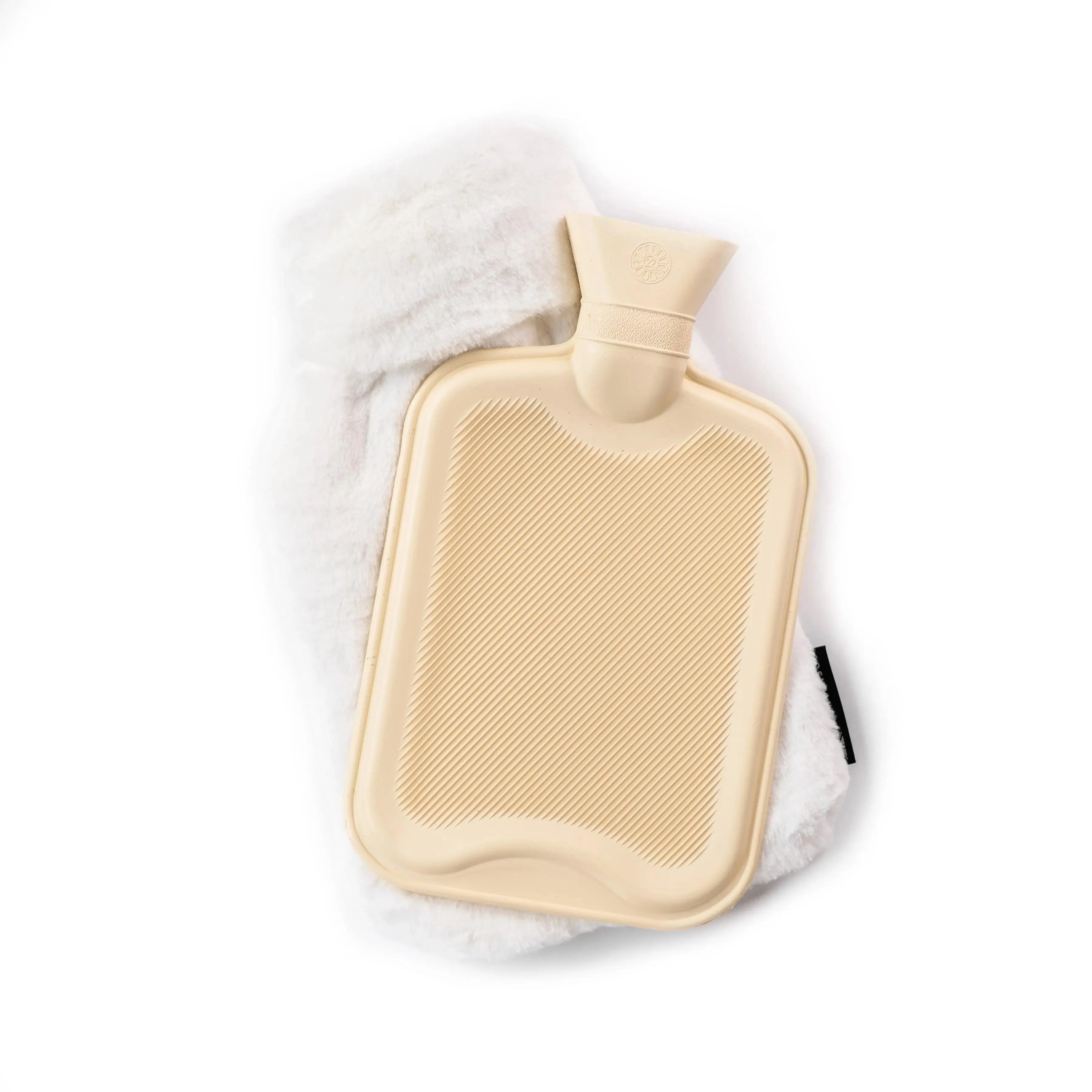 Little and Large Silky Soft White Faux Fur Hot Water Bottle Gift Set